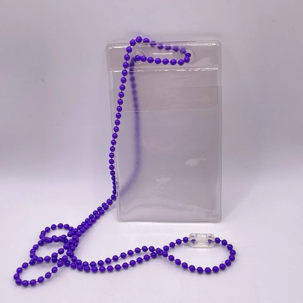 Vertical ID Badge Necklace Holder Vinyl‎ PURPLE Event Work LOT of 13
